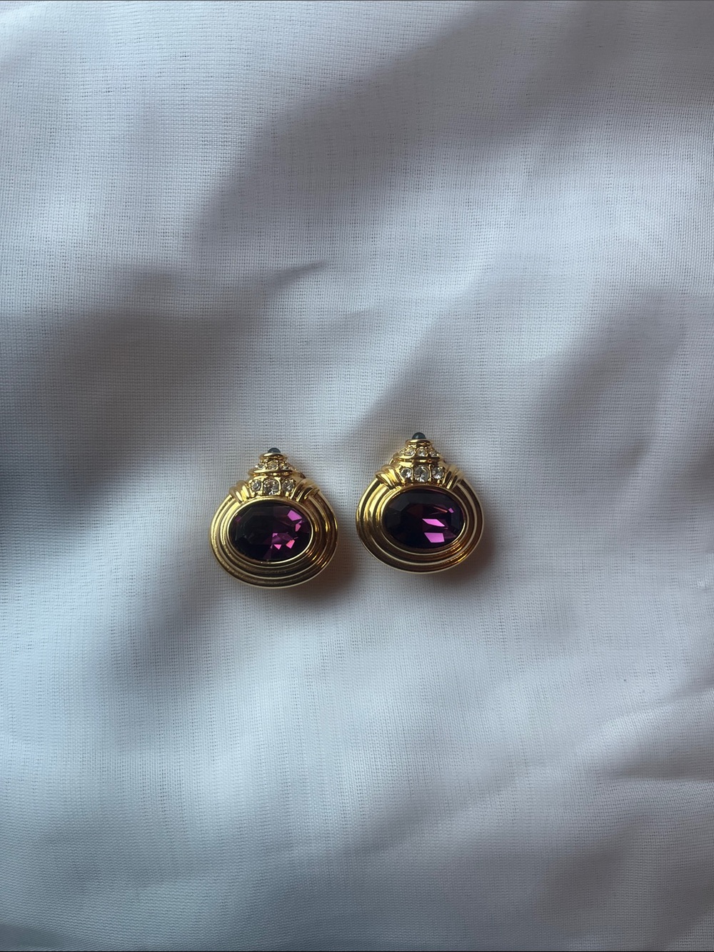 Nolan Miller Gold-Tone Earrings with Dark Purple Stones